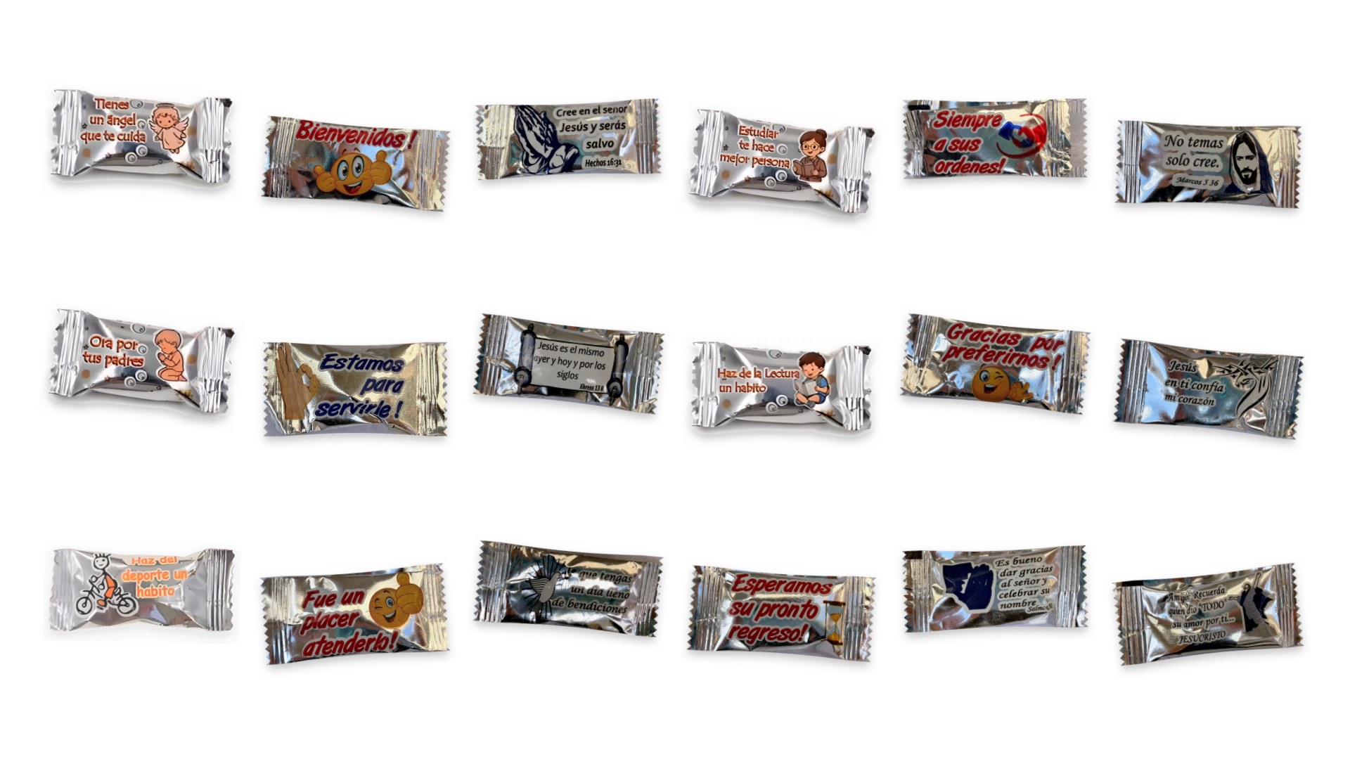 Todos los dulces con mensaje que vendemos